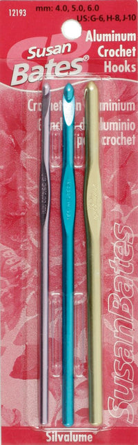 Susan Bates Silvalume Aluminum Crochet Hook Set G-J - 077216007871 | Crochet Hooks at Michigan Fine Yarns