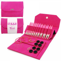 LYKKE LYKKE Blush 5" Interchangeable Circular Needle Set -Fuchsia Denim Effect 841275167193 | Knitting Needles at Michigan Fine Yarns